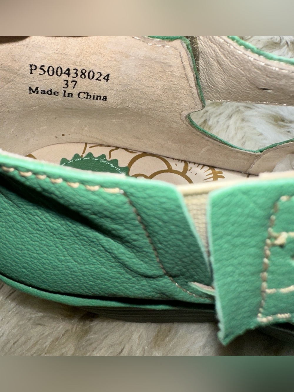 FLY London Yala Green Leather Cutout Wedge Sandals Mary Jane EU 37 (US 6.5)NWT - Picture 6 of 8